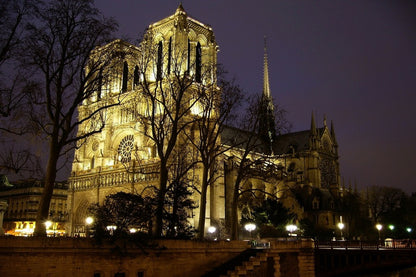 Notre Dame Cathedral in Paris Night View Photograph Print 100% Australian Made