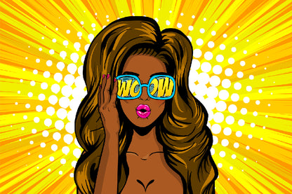 Girl with Sunglasses & WOW Quote Illustration Print 100% Australian Made