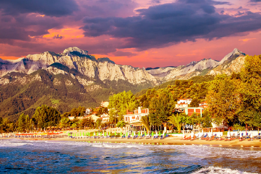 Sunset at Psili Ammos Beach View Photograph Home Decor Premium Quality Poster Print Choose Your Sizes