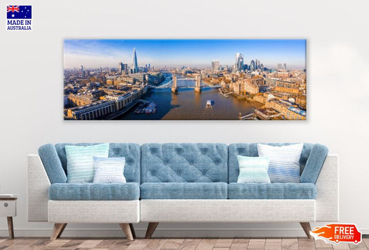 Panoramic Canvas City Skyline View High Quality 100% Australian made wall Canvas Print ready to hang