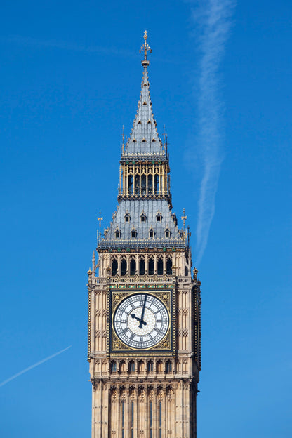 Big Ben Tower with Blue Sky View Photograph Print 100% Australian Made