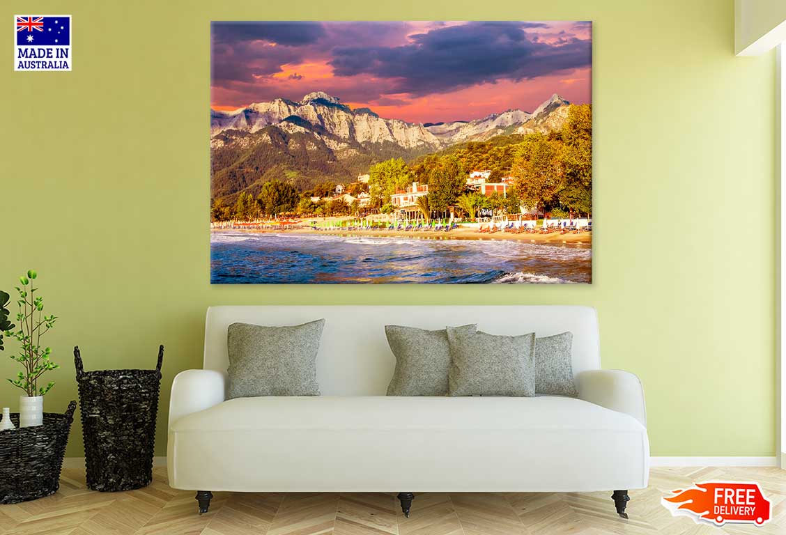 Sunset at Psili Ammos Beach View Photograph Print 100% Australian Made