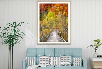Suspension Bridge & Autumn Forest Photograph Home Decor Premium Quality Poster Print Choose Your Sizes
