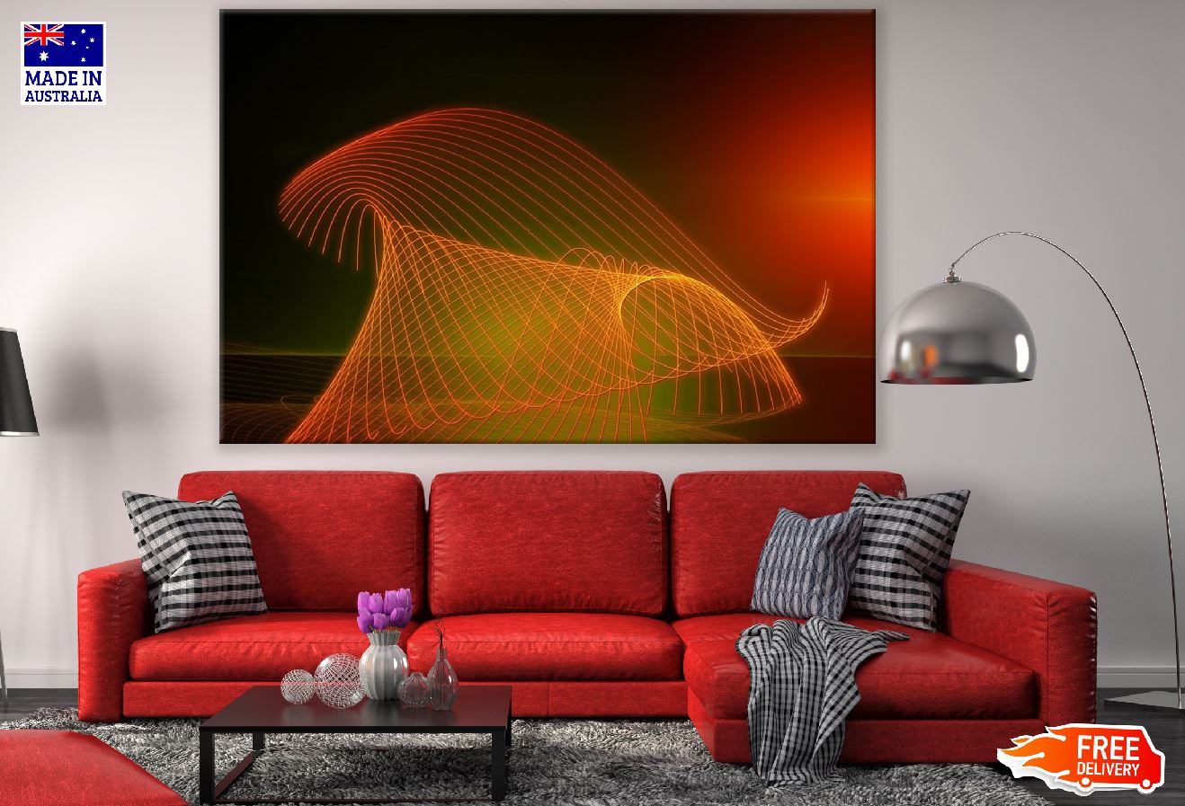 Orange Lines Digital Abstract Design Print 100% Australian Made