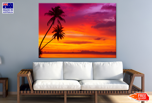 Palm Trees & Sunset Scenery View Print 100% Australian Made