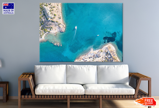 Boat On Sea Aerial View Photograph Print 100% Australian Made