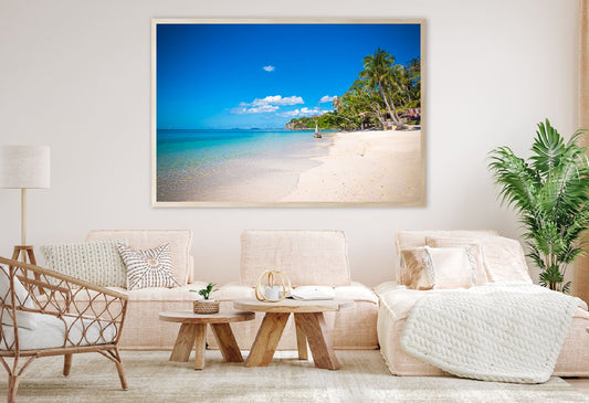 Tropical Beach & Blue Sky Scenery View Photograph Home Decor Premium Quality Poster Print Choose Your Sizes