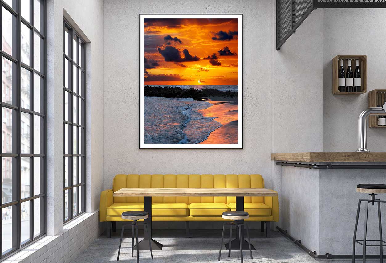 Sunset Sky Scenery in Beach View Photograph Home Decor Premium Quality Poster Print Choose Your Sizes
