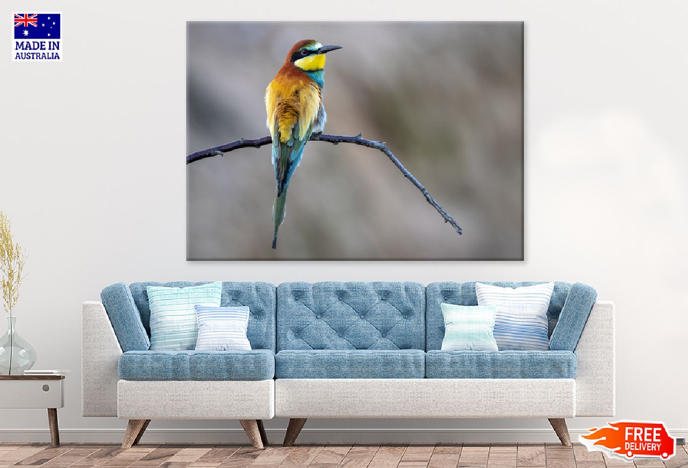 Bee Eater Bird on Branch View Photograph Print 100% Australian Made