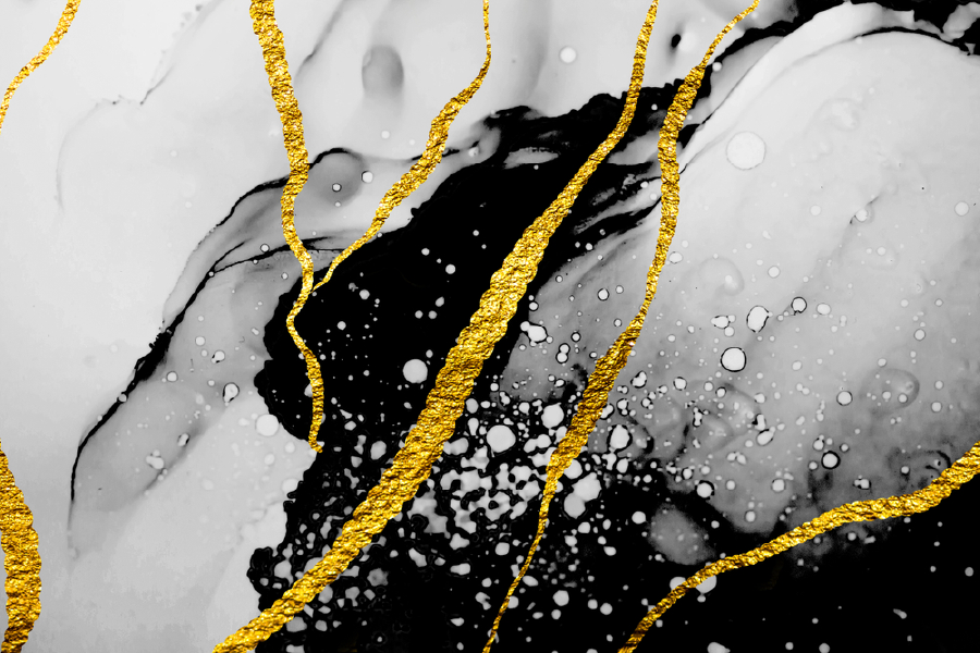 Black White & Gold Abstract Design Print 100% Australian Made