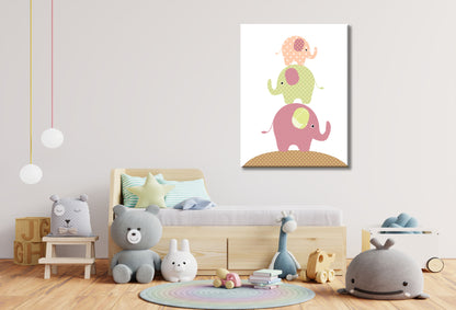 Elephants Kids Art Print 100% Australian Made