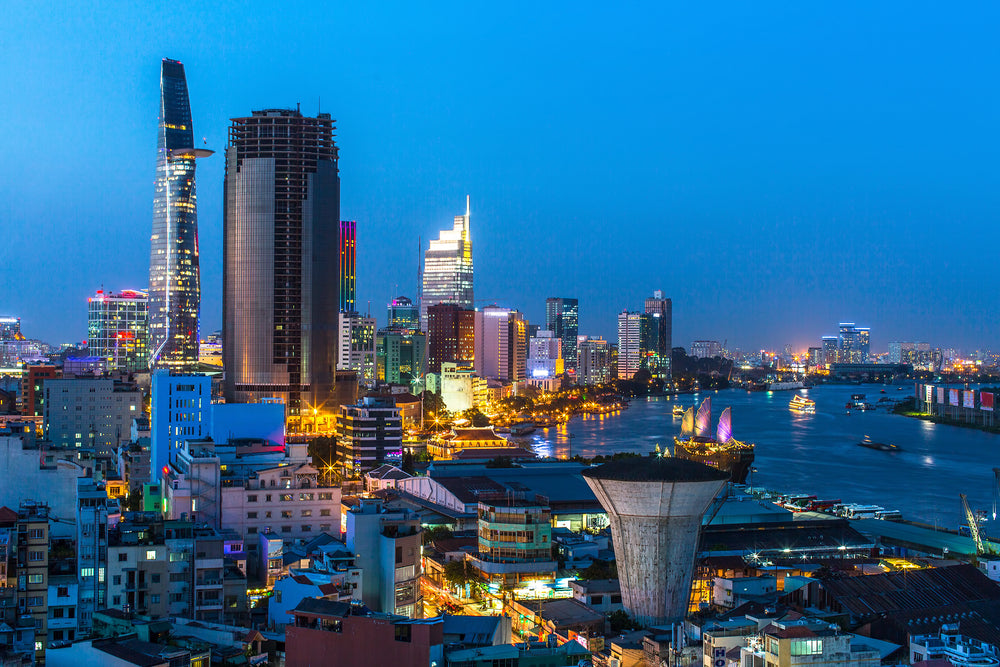 Top View of Ho Chi Minh City at Night Time in Vietnam Photograph Print 100% Australian Made