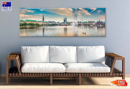 Panoramic Canvas Binnenalster Hamburg Photograph High Quality 100% Australian Made Wall Canvas Print Ready to Hang