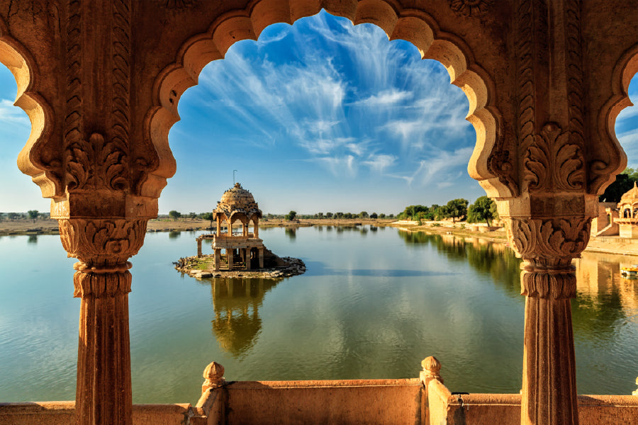 Gadi Sagar Arch Lake View Photograph India Print 100% Australian Made