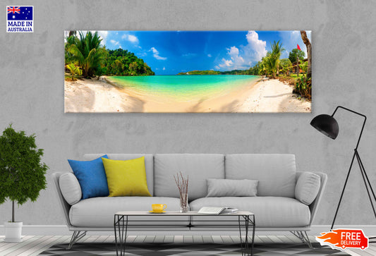 Panoramic Canvas Sandy Paradise Beach View Photographin High Quality 100% Australian Made Wall Canvas Print Ready to Hang