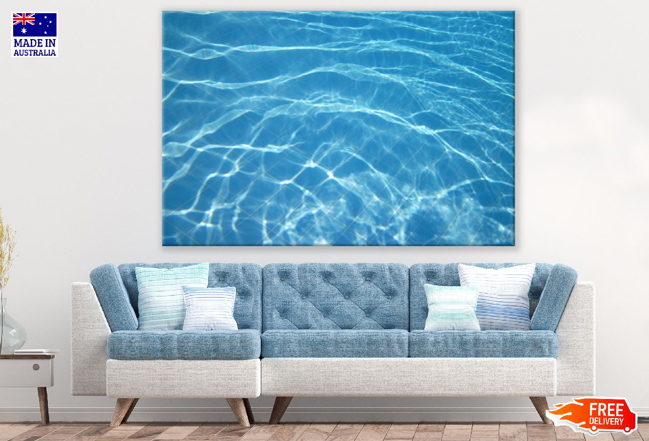 Blue Tile & Water Abstract Design Print 100% Australian Made