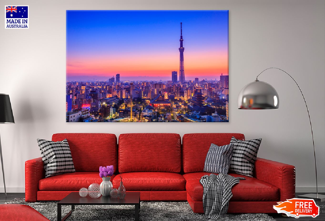 Tower with Tokyo City Skyline View Print 100% Australian Made