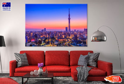 Tower with Tokyo City Skyline View Print 100% Australian Made