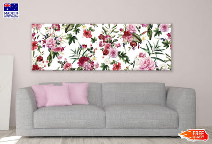 Panoramic Canvas Floral Art High Quality 100% Australian made wall Canvas Print ready to hang