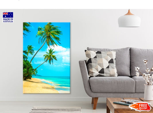 Tropical Beach with Palm Trees View Photograph Print 100% Australian Made