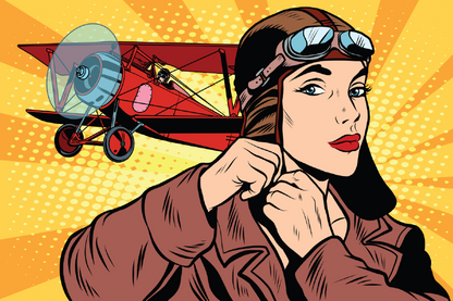 Plane & Female Pilot Illustration Print 100% Australian Made