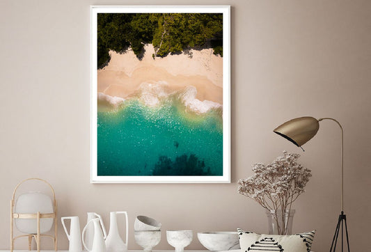 Ocean Waves on Sandy Beach Aerial View Photograph Home Decor Premium Quality Poster Print Choose Your Sizes