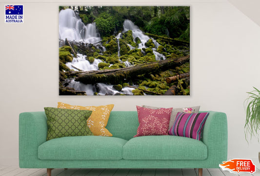 Small Rockery with Waterfall View Print 100% Australian Made