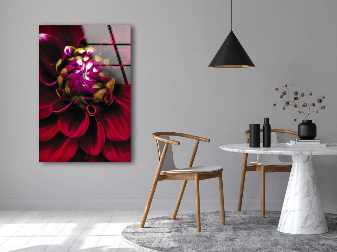 Red Flower Closeup Photograph Acrylic Glass Print Tempered Glass Wall Art 100% Made in Australia Ready to Hang