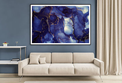 Blue Black & Gold Abstract Design Home Decor Premium Quality Poster Print Choose Your Sizes