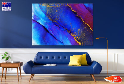 Blue Red & Gold Abstract Design Print 100% Australian Made