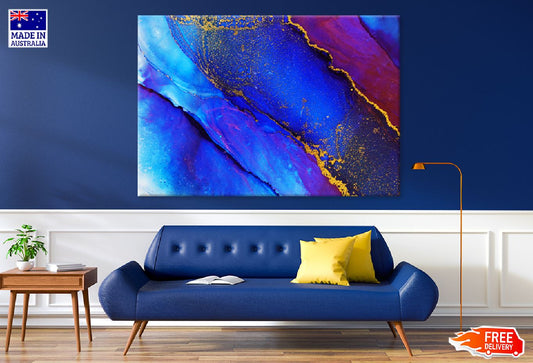 Blue Red & Gold Abstract Design Print 100% Australian Made