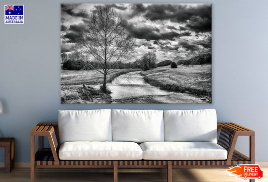 River & Trees B&W Scenery Photograph Print 100% Australian Made
