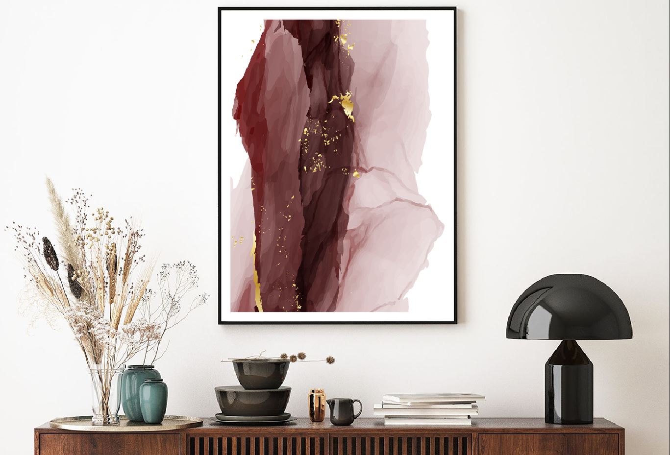 Pink & Brown Gold Lines Abstract Design Home Decor Premium Quality Poster Print Choose Your Sizes