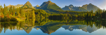Panoramic Canvas Mountain Forest Lake Scenery Photograph High Quality 100% Australian Made Wall Canvas Print Ready to Hang