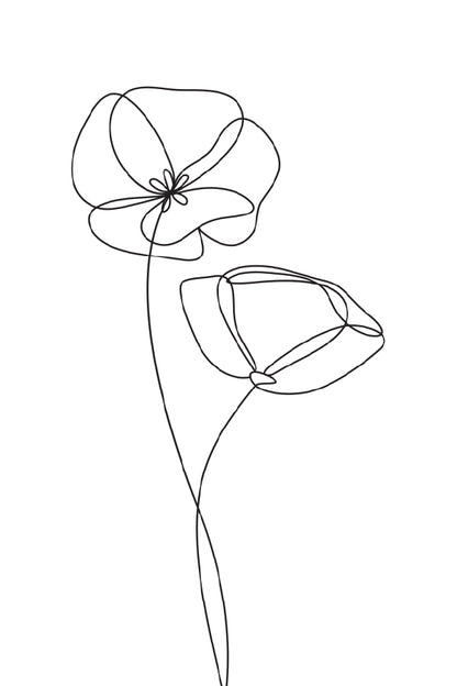 Flowers B&W Line Art Design Print 100% Australian Made