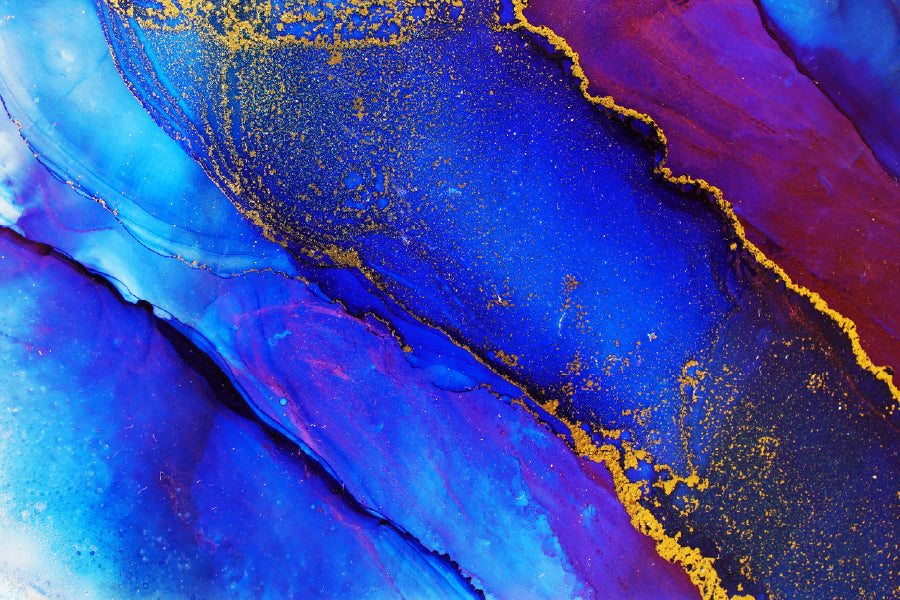 Blue Red & Gold Abstract Design Home Decor Premium Quality Poster Print Choose Your Sizes
