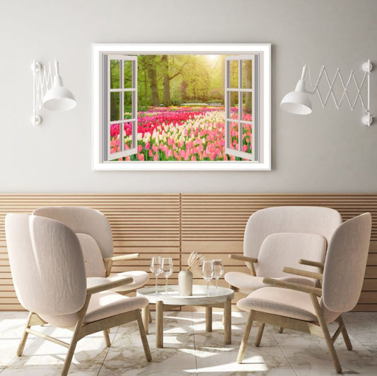 Flower Field Scenery Window View Home Decor Premium Quality Poster Print Choose Your Sizes