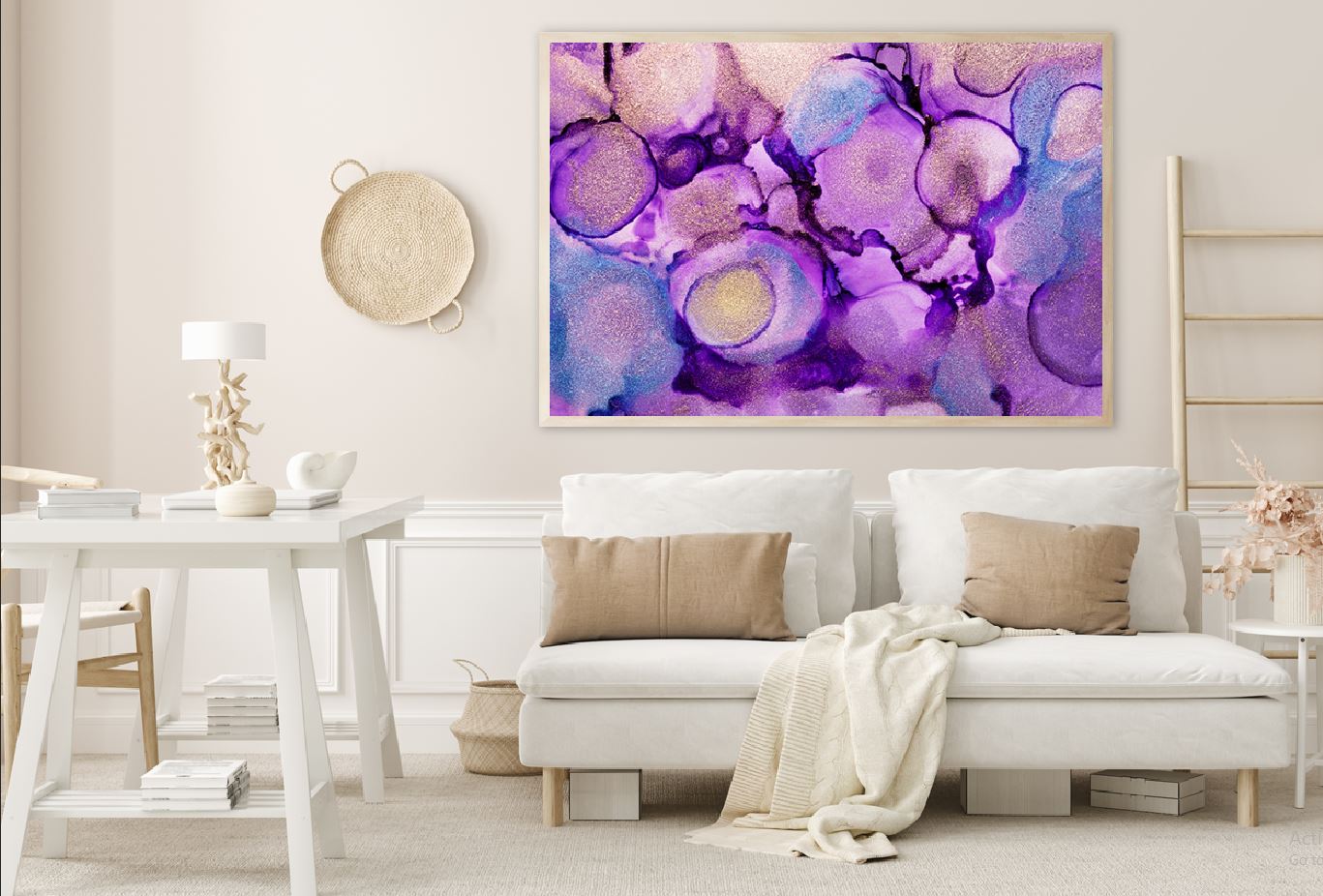 Blue & Purple Gold Ink Abstract Design Home Decor Premium Quality Poster Print Choose Your Sizes