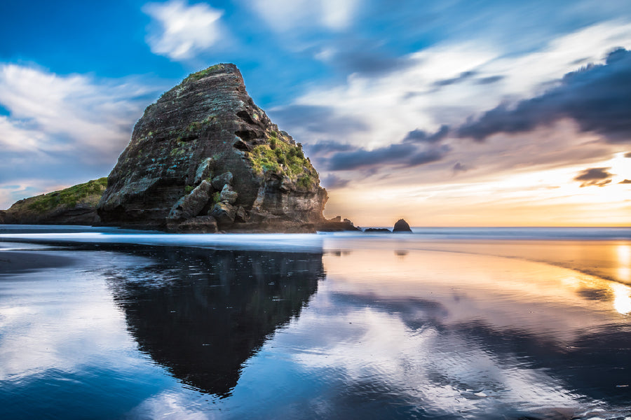 Taitomo Island Piha Beach Sunset Photograph Print 100% Australian Made