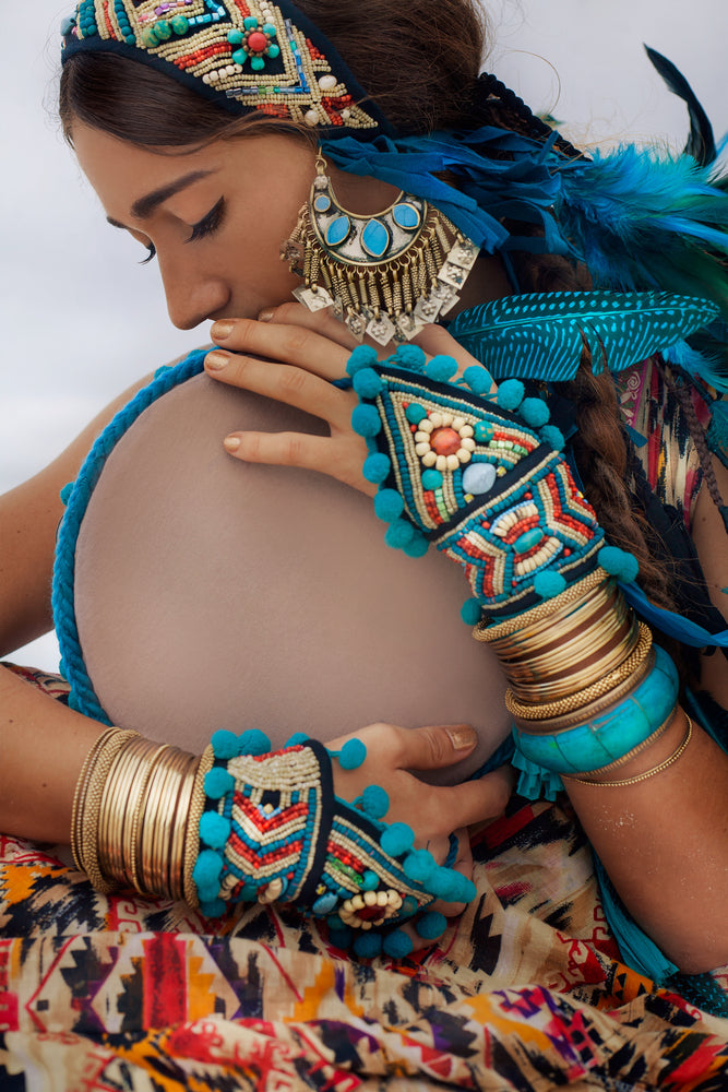 Young Woman with Jewelry, Drum & Makeup Closeup Portrait Photograph Print 100% Australian Made