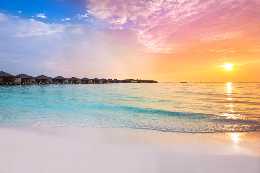 Sunset at Tropical Resort Sea Photograph Print 100% Australian Made
