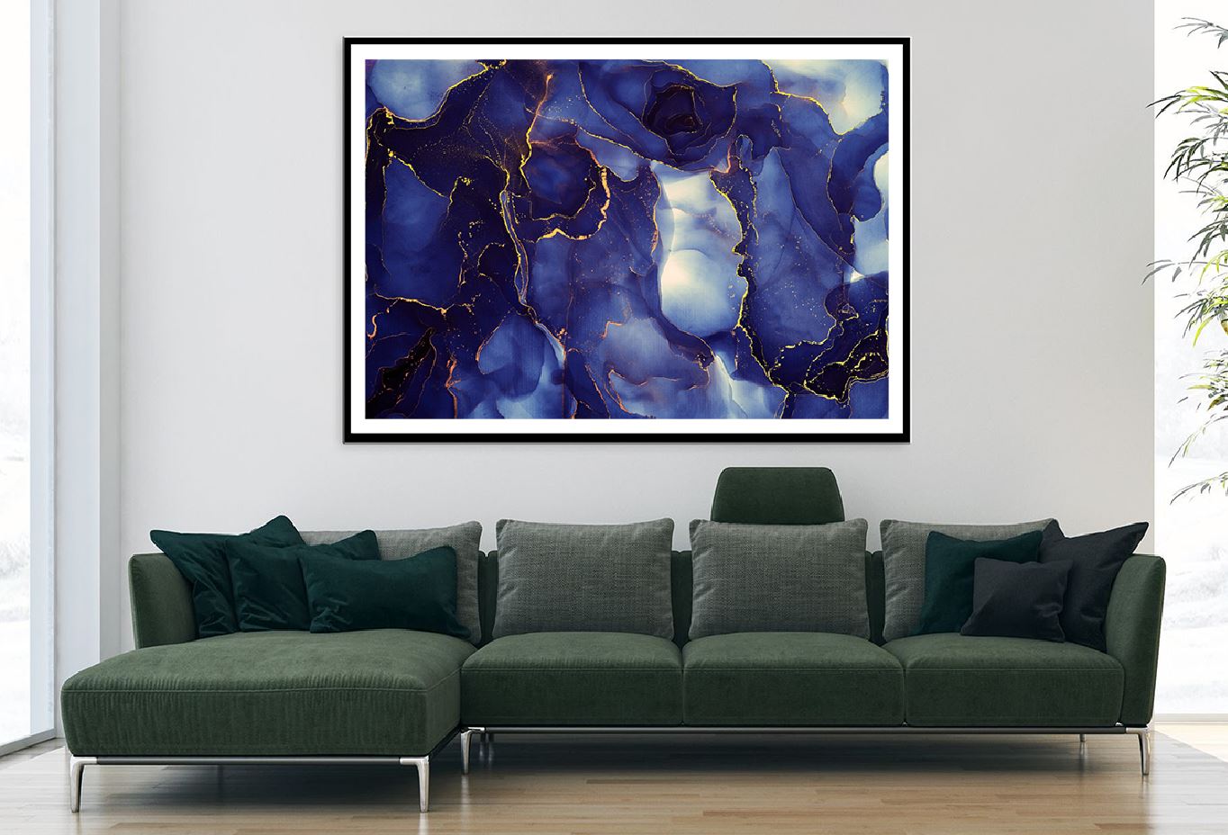 Blue Black & Gold Abstract Design Home Decor Premium Quality Poster Print Choose Your Sizes
