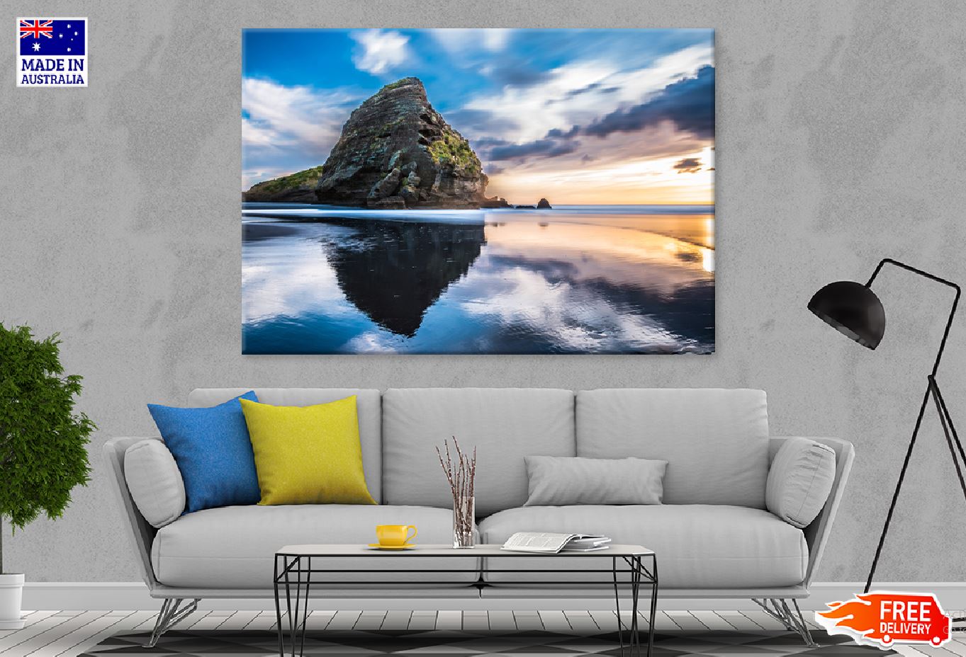 Taitomo Island Piha Beach Sunset Photograph Print 100% Australian Made