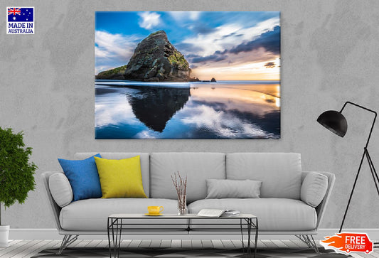 Taitomo Island Piha Beach Sunset Photograph Print 100% Australian Made