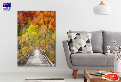 Suspension Bridge & Autumn Forest Scenery Photograph Print 100% Australian Made
