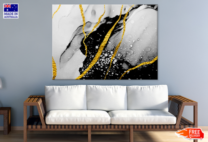 Black White & Gold Abstract Design Print 100% Australian Made
