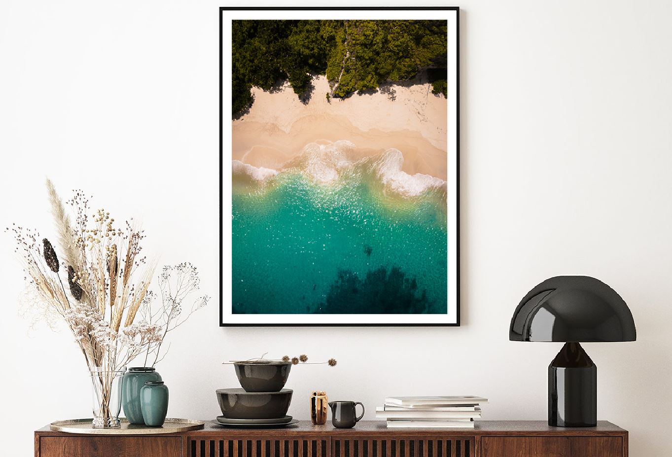 Ocean Waves on Sandy Beach Aerial View Photograph Home Decor Premium Quality Poster Print Choose Your Sizes