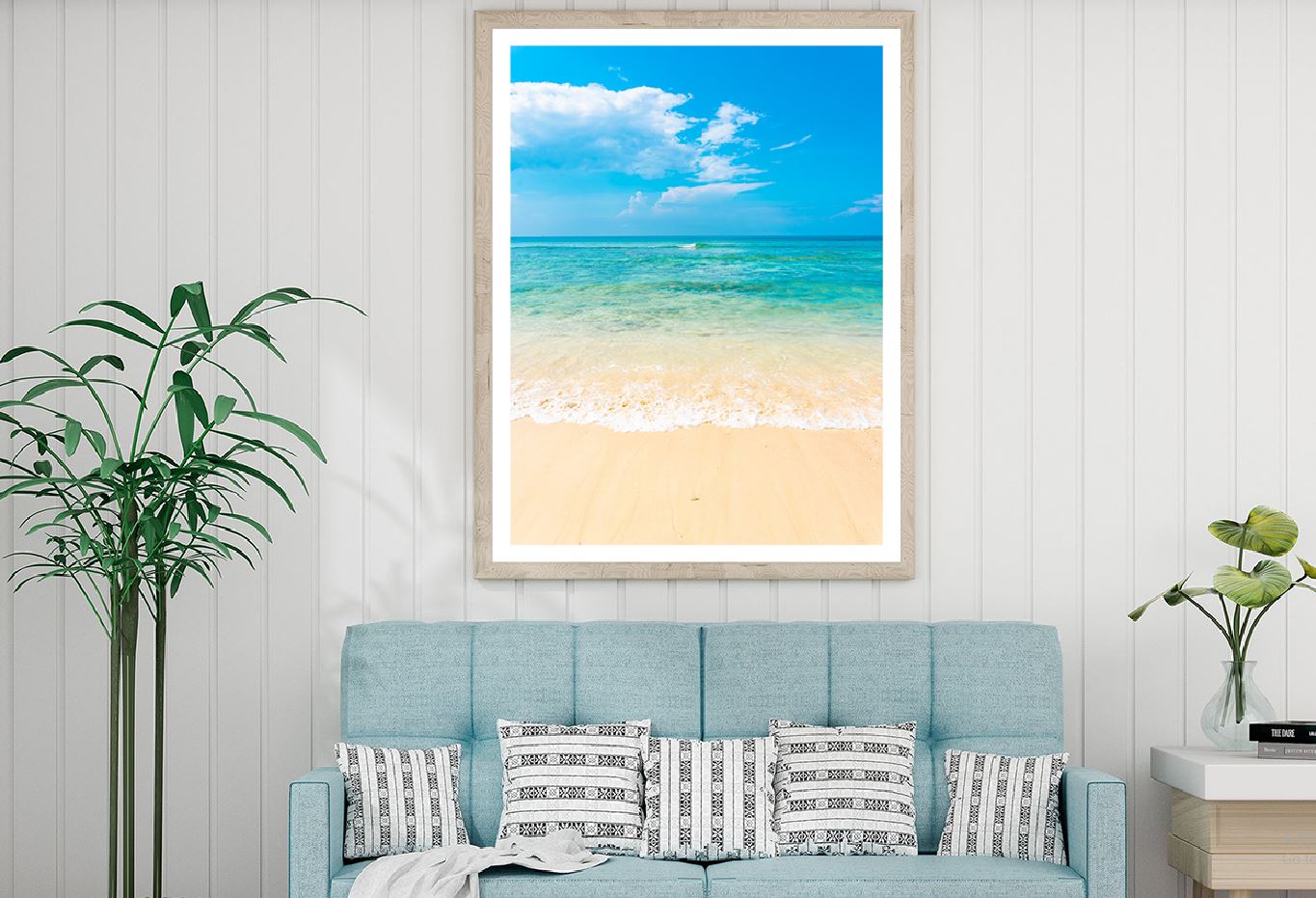 Empty Beach with Cloudy Blue Sky Photograph Home Decor Premium Quality Poster Print Choose Your Sizes