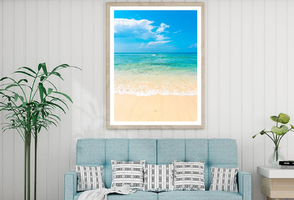 Empty Beach with Cloudy Blue Sky Photograph Home Decor Premium Quality Poster Print Choose Your Sizes