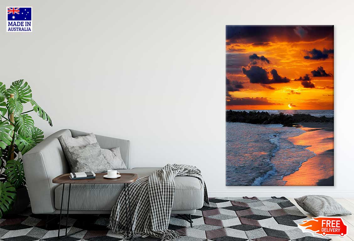 Sunset Sky Scenery in Beach View Photograph Print 100% Australian Made